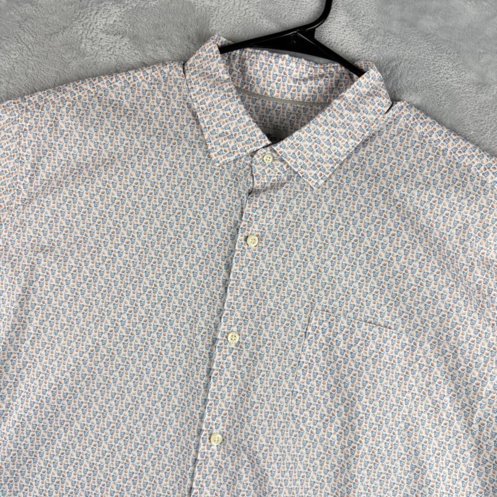 Peter Millar Shirt Men XL Geometric Cocktails All Over Print Short Sleeve Button